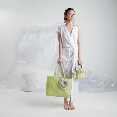 AURA MEDIUM TOTE LEMON / NATURAL