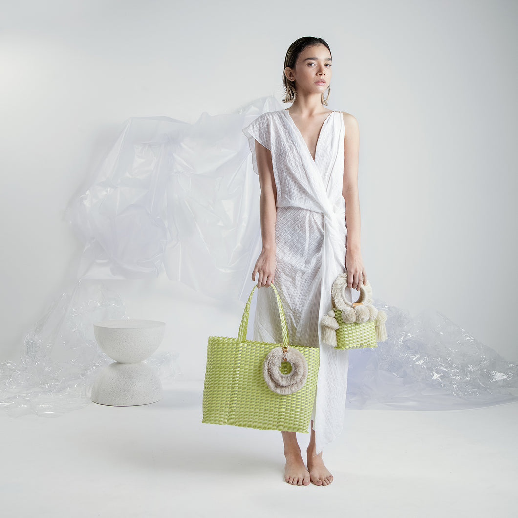 AURA MEDIUM TOTE LEMON / NATURAL