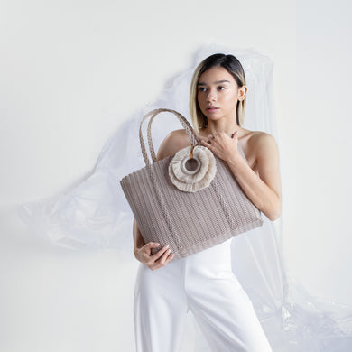 AURA MEDIUM TOTE TAUPE / NATURAL