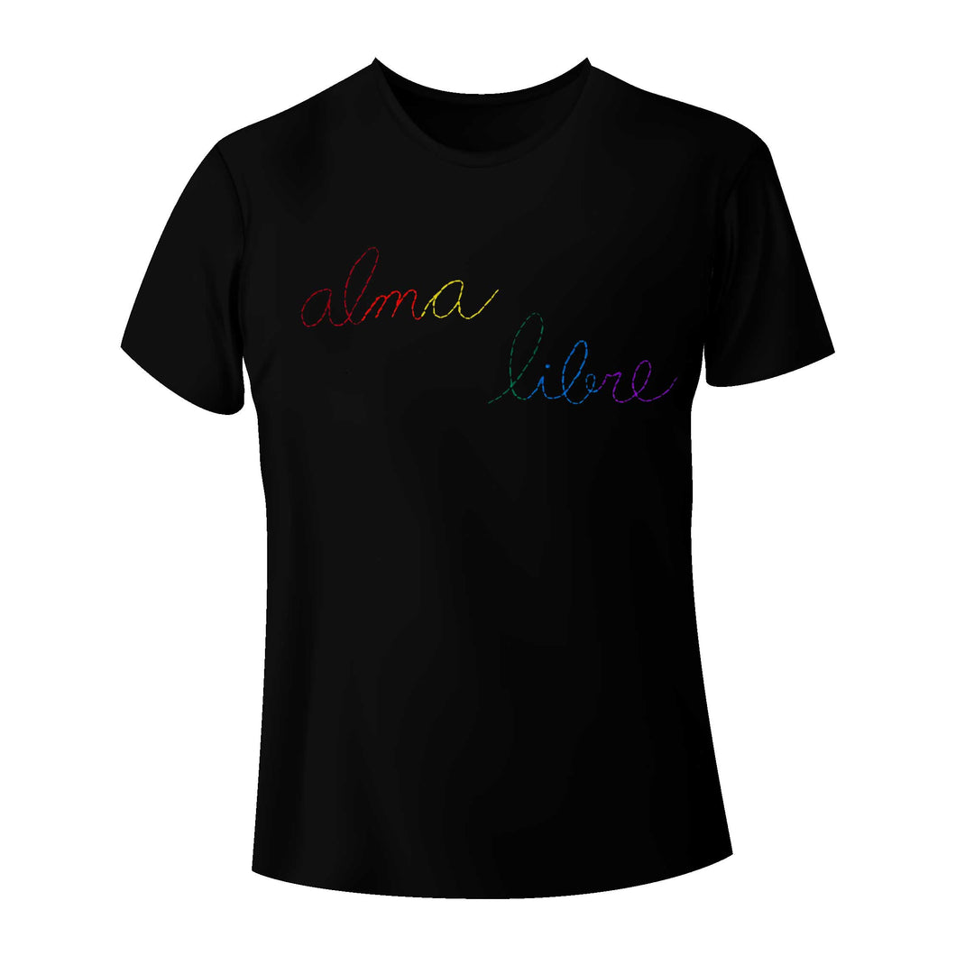ALMA LIBRE BLACK T-SHIRT RAINBOW