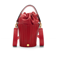 Load image into Gallery viewer, WOVEN LEATHER BUCKET RED