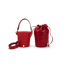 Load image into Gallery viewer, WOVEN LEATHER BUCKET RED