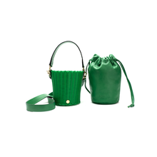Load image into Gallery viewer, WOVEN LEATHER BUCKET GREEN