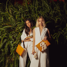 Load image into Gallery viewer, THE KNOT CLUTCH TURMERIC / BLACK