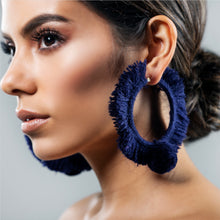 Load image into Gallery viewer, TONATI HOOP EARRINGS NAVY