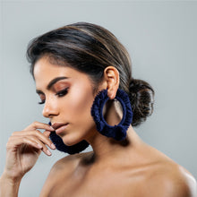 Load image into Gallery viewer, TONATI HOOP EARRINGS NAVY